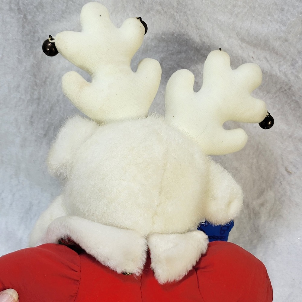 Applause Santabell Reindeer Plush Christmas White Green Nose Jingle Bells - Picture 10 of 10
